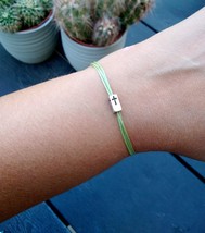 Cross bracelet for Women Handmade adjustable baby green string bracelet - $6.83