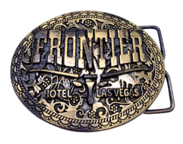 Frontier Hotel Casino Las Vegas Gambling Longhorn Skull Vintage Belt Buckle - £14.80 GBP