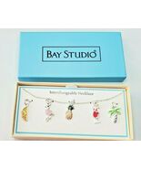 Bay Studio Interchangeable Necklace W 5 Pendants Flamingo Palm Drink Pin... - $403.38 MXN