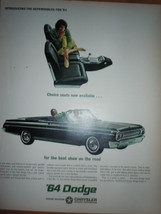 Dodge Chrysler Convertible  Print Magazine Ad 1964 - £7.96 GBP
