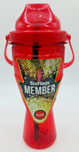 Six Flags Member Red Tumbler Cup Flex Straw Souvenir Usa - £11.04 GBP