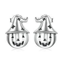 Vintage 925 Sterling Silver Ghost Witch Halloween Pumpkin Stud Earrings for Wome - £16.06 GBP