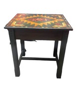 Southwestern Inlaid Side Accent Table Wood Table Nightstand 26” Aztec Pr... - $151.93