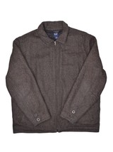 Gap Tweed Jacket Mens XL Brown Wool Blend Insulated Full Zip Collared Bomber - $55.09
