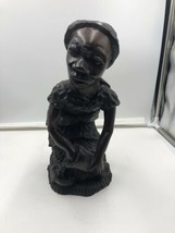 Nice Vintage Hand Carved Wood African Woman Baby Sculpture Tribal Art 13 Inches - £27.68 GBP