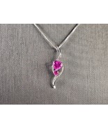 Womens Vintage Estate Sterling Silver Heart Pendant W/ Necklace 3.3g E4717 - €38,56 EUR