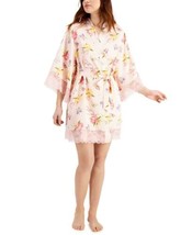 allbrand365 designer Womens Sleepwear Lace-Trim Floral Wrap Robe, Medium - £29.33 GBP