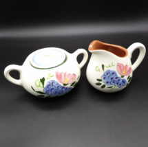 Vintage Stangl Pottery Fruit &amp; Flowers Hand Painted Creamer &amp; Sugar Bowl Set Usa - $17.81