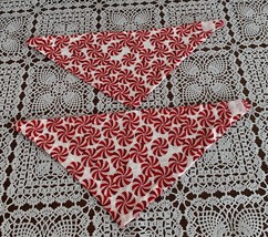 Two Christmas Peppermint Candy Dog Bandanas MEDIUM LARGE Tie On Scarf Br... - $10.49