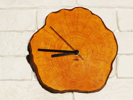 Personalized clock, gift for him, wooden wall clock, rustic natural wood clock - £86.91 GBP