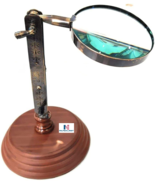 Antique Brass Adjustable Stand 4 Magnifying Glass Vintage Nautical Table D - $48.51