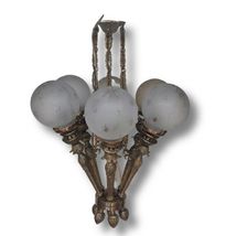 Art Nouveau Brass &amp; Light Glass Pendant Ceiling Chandelier...-
show original ... - $1,065.32