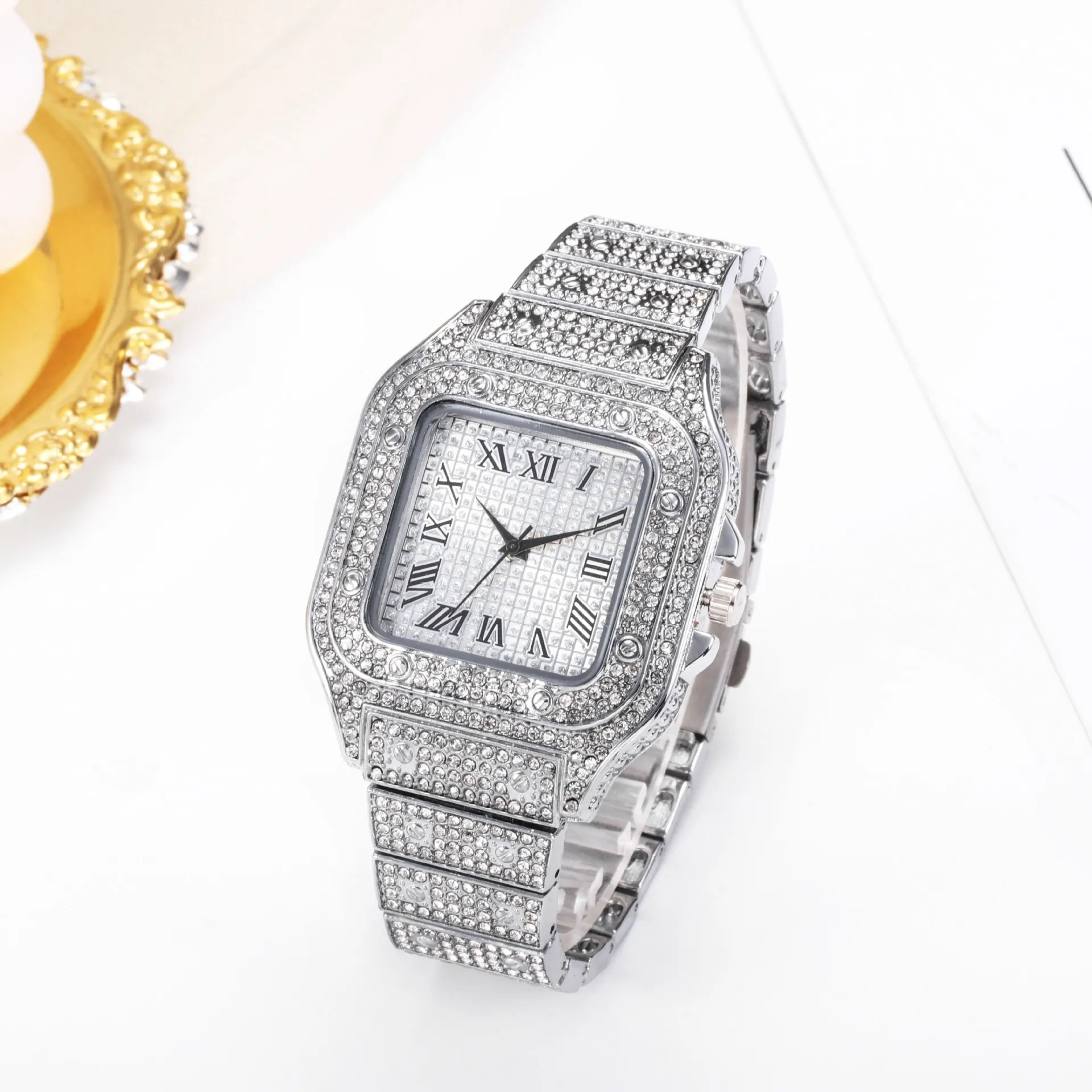 UTHAI L77 Watch For Men Fashion Luxury Gold Square Diamond Full Sky Star... - £13.73 GBP