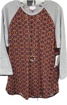 NEW LuLaRoe 2XL Rust Blue Orange Tan Scrolls Body Gray Sleeve Randy Base... - $24.74