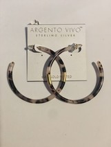 Argento Vivo Hoops 14K Gold Plated Sterling Silver Faux Tortoise Shell White NEW - £43.27 GBP