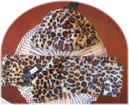 Cejon 2pc Leopard Faux Fir Print Scarf And Hat Womens Macy&#39;s New Tags $70.00 - £39.15 GBP