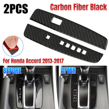 2Pcs Carbon Fiber Interior Gear Shift Set Cover Trim For 2013-2017 Honda Accord - £20.53 GBP