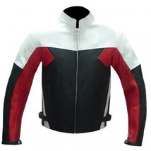 Mens Biker Leather Black Red White Biker Leather Jacket, Biker Jacket For Mens - £116.91 GBP