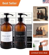 Chic 16oz Amber Glass Soap Dispensers with Stainless Steel Pumps for Any... - $812.66 MXN