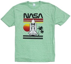 NASA Branded Heather Green Distressed Graphic T-Shirt XL &amp; XXL  - £15.27 GBP