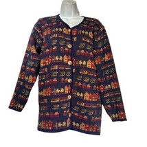 Vintage vitabella norway house Coffee Cup 100% wool knit cardigan sweate... - $44.54