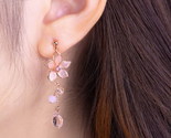 Cherry Blossom Tassel Earrings | Flower Crystal Dangle Earrings | Sakura Earring - $22.49