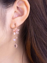 Cherry Blossom Tassel Earrings | Flower Crystal Dangle Earrings | Sakura Earring - £19.71 GBP