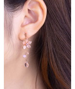 Cherry Blossom Tassel Earrings | Flower Crystal Dangle Earrings | Sakura... - £19.65 GBP