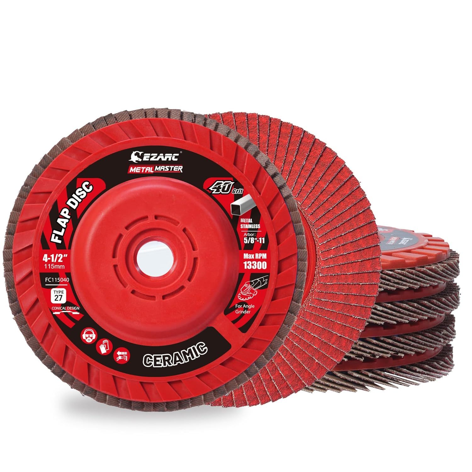 Ezarc Flap Discs 40 Grit, 4-1/2&quot; X 7/8&quot; Ceramic Grain Flap Sanding Disc,... - $32.99