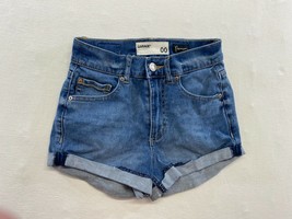 Garage Women&#39;s Blue Jean Cuffed Shorts Size 00 Stretch Mid Rise Cotton Blend  - £7.86 GBP