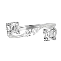 Natural 0.32ct Diamond Engagement Ring Invisible Set 18K White Gold G VS1 Square - £1,905.83 GBP