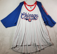 Chicago Cubs Baseball New Era Shirt Mens 4X White Striped Rayon Short Sleeve EUC - £17.46 GBP