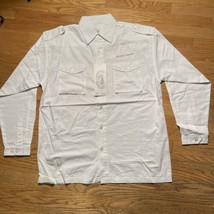 Koman Extra Quality Warranted Mens White Button Up Long Sleeve Shirt Sz L - $19.80
