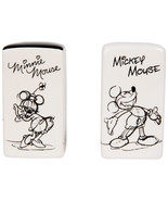 Disney Mickey and Minnie Mouse Rectangular Salt &amp; Pepper Shakers White - £19.62 GBP