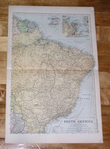 1908 Antique Map Of Brazil / Inset Map Of Rio De Janeiro / South America - £17.04 GBP
