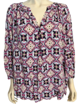 Crown &amp; Ivy Pink Weekend in Lisbon signature 3/4 Sleeve Blouse 3X NWT - £26.88 GBP