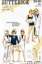 Vintage 1960&#39;s Misses&#39; BEACHWEAR (SWIM SUIT &amp; More) Pattern 3546-b Size 14 - £9.38 GBP