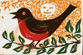 Vintage 1960 Postcard Robin Bird Spring Stell Shevis Hand Print 6 x 4 - £25.56 GBP