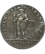 1816 Appenzell &amp; Swiss Guard 4 Franken Conmemorative Medal - &quot;Jedem das - $13.22
