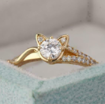 2.20Ct Round Simulated Diamond 14k Yellow Gold Plated Engagement Solitaire Ring - £55.37 GBP