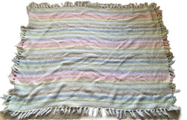 Pastel Waffle Weave Fringed Throw Blanket 40 by 56 inches - £15.52 GBP