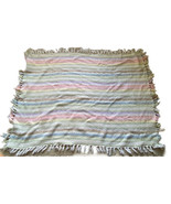 Pastel Waffle Weave Fringed Throw Blanket 40 by 56 inches - £14.63 GBP