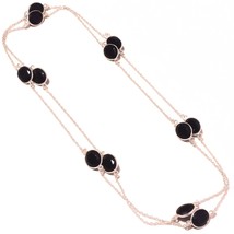 Black Spinel Faceted Handmade Gemstone Fashion Necklace Jewelry 36" SA 5577 - £3.98 GBP