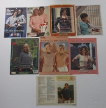 Vintage Knitting and Crochet Pattern leaflets Lot of 8 Fisherman&#39;s Sweater - $7.69