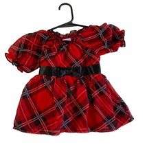 Healthtex Girls Infant baby 12 Months Red Plaid Puff Sleeve Dress Bowl T... - $9.89