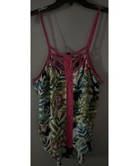 Nicole By Nicole Miller Bright Rayon Tropical Tank Pink &amp; Green Sz Large - $15.00