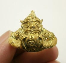 Rahu Om Jun brass Men ring Moon eater eclipse Hindu amulet blessed for w... - £23.46 GBP