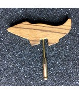 Alligator Stick Pin Preppy Wooden Vintage 1980s Gold Tone Crocodile Brooch - $9.70