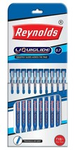 Low Cost Pack of 10 Reynolds Liquiglide 0.7 Ball Pens Blue Ink School Office - £12.86 GBP