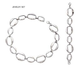 New Jewelry Set Stainless Steel Bracelet &amp; Necklace Punk Rock Link Chain Jewelry - £28.45 GBP